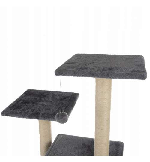 Ansamblu de joaca pentru pisici, Purlov, cu platforme si ciucure, gri si bej, 44x34x71 cm MART-00021712-IS