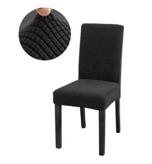 Husa scaun elastica dining/bucatarie, din spandex, culoare negru