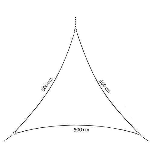 Copertina parasolar, Springos, triunghiulara, cu sfori pentru montare, inele metalice, gri, 5x5x5 m MART-SN1055
