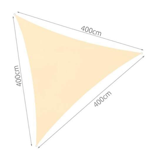 Copertina parasolar, Gardlov, triunghiulara, cu 3 sfori pentru montare, inele metalice, bej, 4x4x4 m MART-00002263-IS