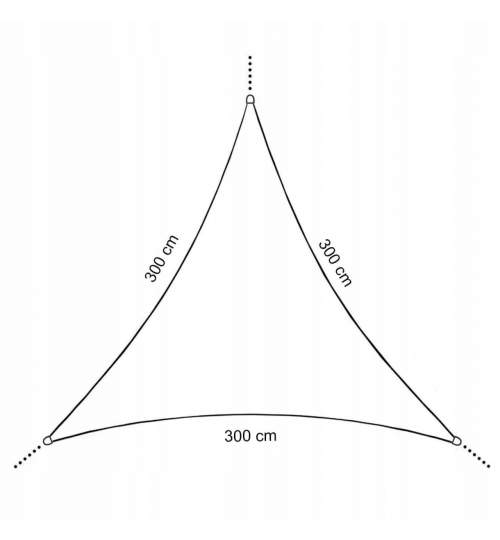 Copertina parasolar, triunghiulara, inele metalice, gri, 3x3x3 m, Springos MART-SN1043