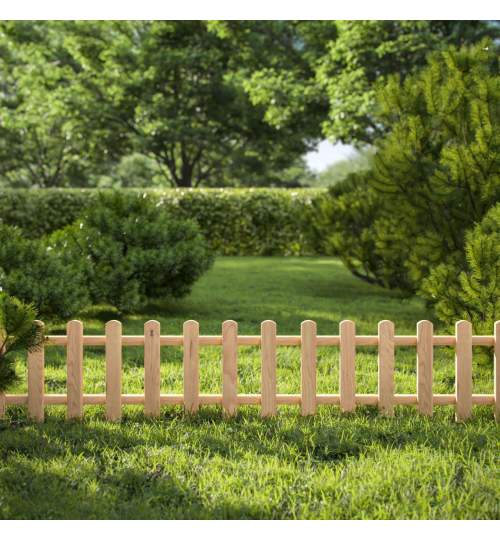 Gard de gradina decorativ, din lemn distantat, natur, 104x40 cm MART-1733