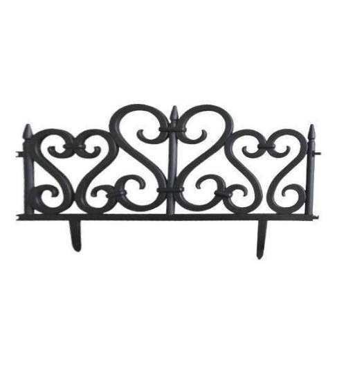 Gard de gradina decorativ, plastic negru, set 4 buc, 59.5x37 cm MART-DOS6917