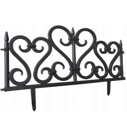 Gard de gradina decorativ, plastic negru, set 4 buc, 59.5x37 cm MART-DOS6917
