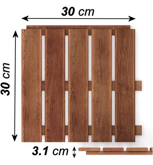 Podea de gradina din lemn, maro, 30x30 cm MART-1958