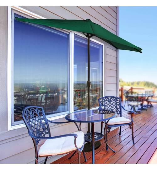 Umbrela balcon/terasa, semirotunda, verde, 270 cm MART-GAO9635