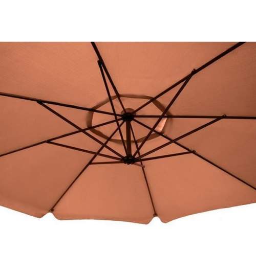 Umbrela gradina/terasa, articulatie tip banana, maro deschis, 300 cm, Malatec MART-00012166-IS