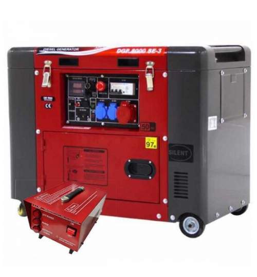 Generator Diesel cu automatizare pornire, GeoTech Pro DGP8000SE-3, putere 6.3 kW, Trifazat, AVR, Pornire electrica, ATS FMG-K500154