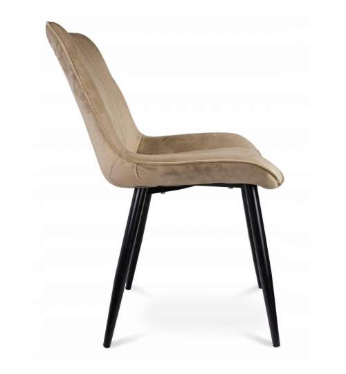 Set 4 scaune bucatarie/living, Jumi, Viva, catifea, metal, bej si negru, 54x61x83 cm MART-SD-276024S