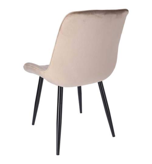 Set 4 scaune bucatarie/living, Jumi, Viva, catifea, metal, bej si negru, 54x61x83 cm MART-SD-276024S