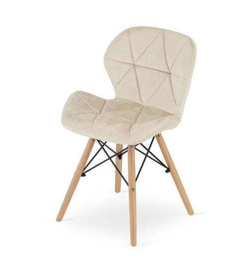 Set 4 scaune stil scandinav, Artool, Lago, catifea, lemn, bej, 47x52x74 cm MART-3800_1S