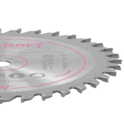 Disc circular pentru fierastrau 114784, 36 dinti, 115 mm, Worcraft MART-114844