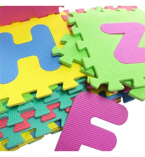Covoras Tip Puzzle pentru Copii, 26 Piese din Spuma Moale, Multicolor cu Litere