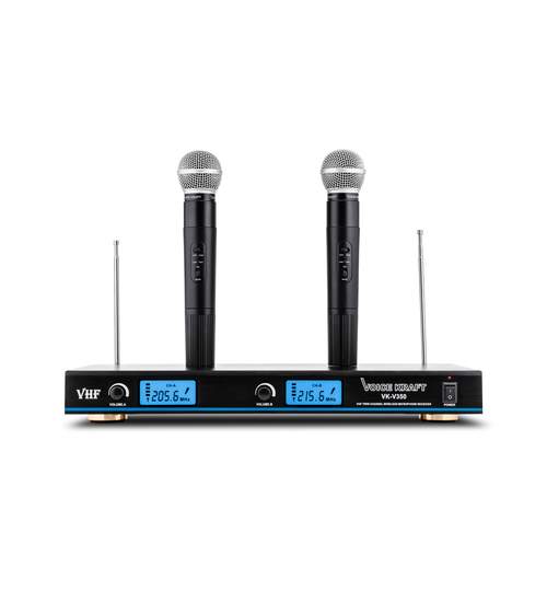 Set Profesional 2 Microfoane Wireless + Receiver, Raza Acoperire 30-50m