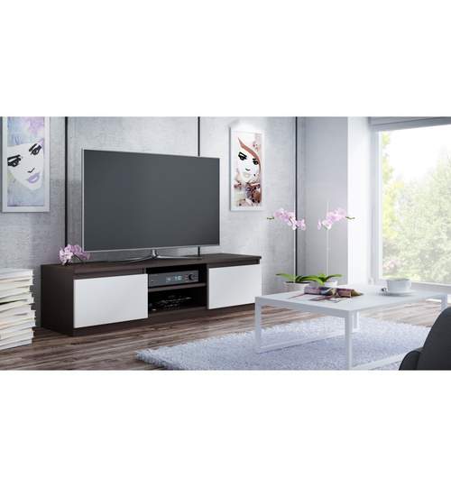 Comoda TV pentru living, model RTV140, culoare mix wenge/alb