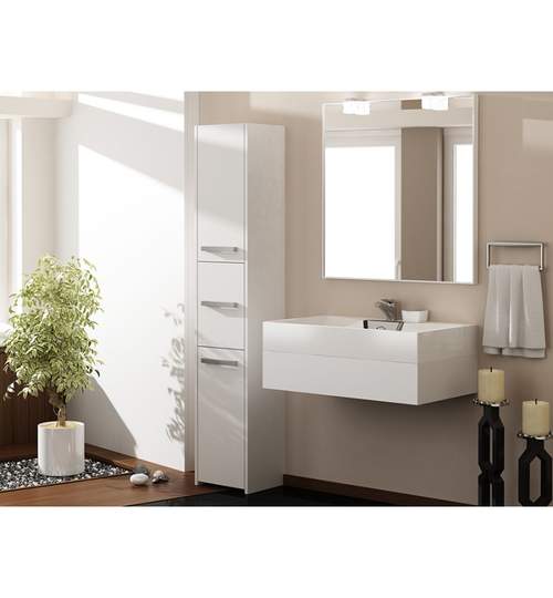 Dulap pentru baie sau living, model Regal S33, latime 30cm, culoare alb