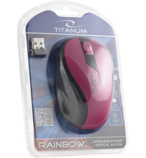 Mouse wireless Titanum cu conectare la USB 1000 DPI culoare mov/negru