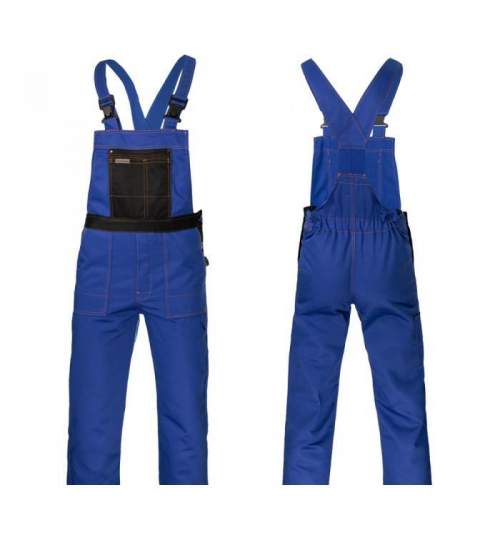 Pantaloni de lucru cu pieptar, salopeta, albastru, model Grandmaster, 182 cm, marimea XL MART-730874