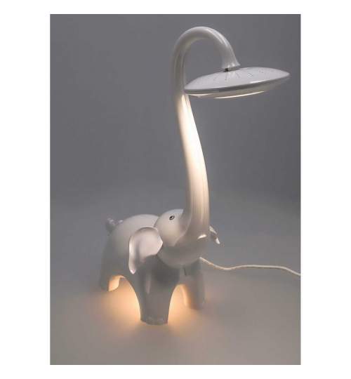 Lampa de birou, Jumi, model elefant, lumina LED reglabila, alb, 9x38 cm MART-E-253018