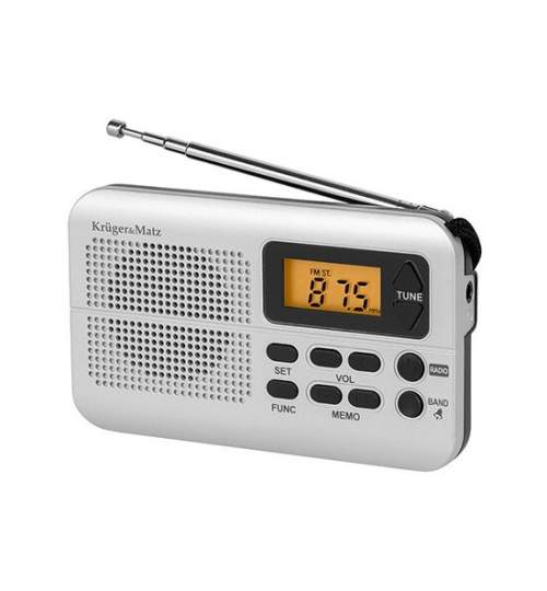 Radio portabil, Afișaj LCD, ceas cu alarma, 20 posturi memorate, Mufă jack pentru căști, antena FMG-LCH-KM0819