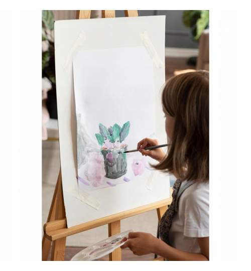 Set pictura si desen pentru copii, Maaleo, cu sevalet, panza, 30 de coli A4, agrafe, paleta de culori, 62 piese MART-00022639-IS