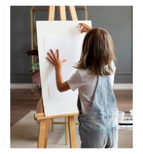 Set pictura si desen pentru copii, Maaleo, cu sevalet, panza, 30 de coli A4, agrafe, paleta de culori, 62 piese MART-00022639-IS