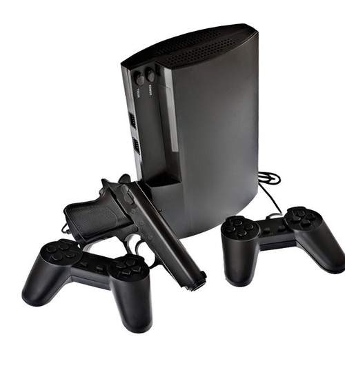 Jocul Copilariei Consola Joc pe Televizor tip Terminator cu 2 telecomenzi si pistol