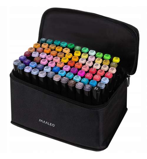 Set markere/carioci, 2 capete diferite, cu geanta, diverse culori, 80 buc MART-00022811-IS