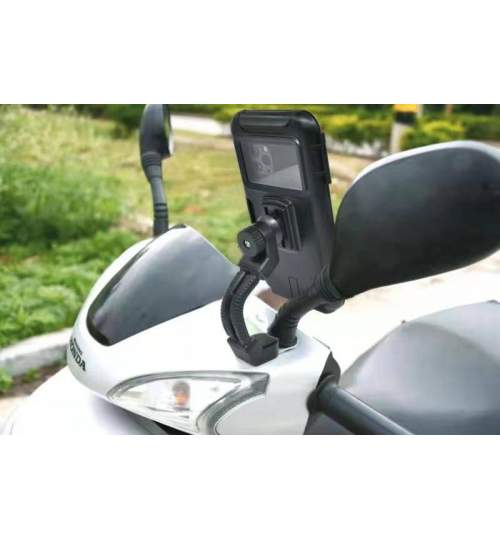 Suport telefon motocicleta sau bicicleta 7,4” cu brat prindere pe ghidon MALE-12453