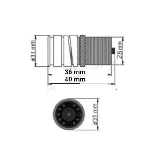 Camera video marsarier cu infrarosu 12V.PAL MALE-17483