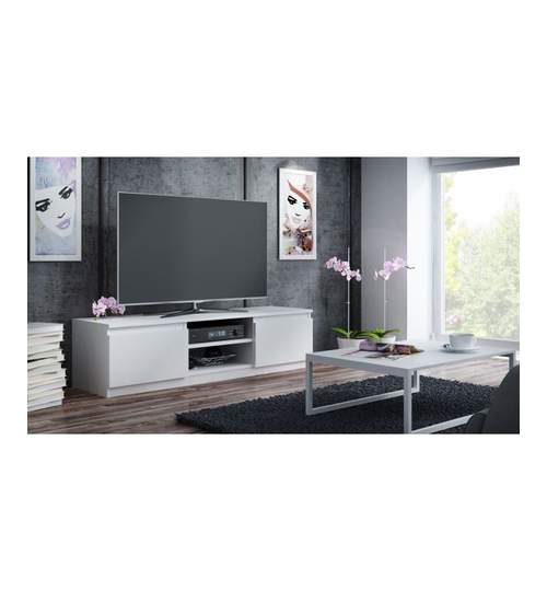 Comoda TV pentru living, model RTV140, culoare alb mat