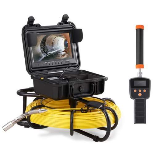 Camera inspectie endoscop Vevor Profesional, Monitor 9 inch, 720p, Lungime 91.5 m, IP68, pentru canalizari FMG-DDWKXSGDN9915V4HOV2