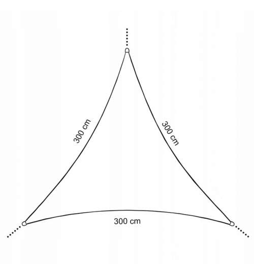 Copertina parasolar, triunghiulara, inele metalice, gri deschis, 3x3x3 m, Springos MART-SN1017