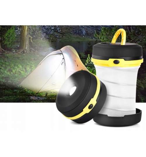 Lampa camping, turistica, pliabila, galben, 2 in 1, LED, 5 W, 60 lm, 3xAA, Trizand MART-00018311-IS
