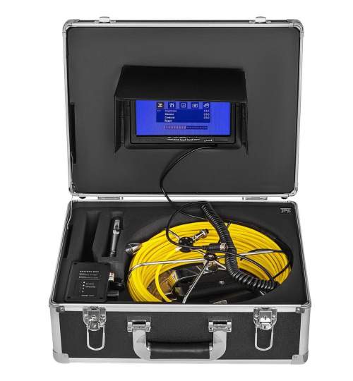 Camera inspectie endoscop Vevor Profesional, Monitor color HD 7”, Lungime 50 m, IP68, Led, pentru conducte FMG-GDTCY50M7YC000001V2