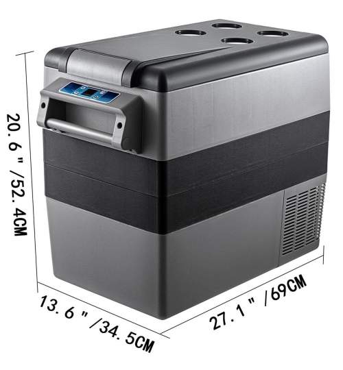 Lada frigorifica cu compresor pentru auto, Vevor USB, Led, 12/24 V DC, 110-240 V AC, capacitate 55 l, -20 ℃ pana la 20 ℃, 693 x 345 x 531 mm FMG-BX-YSSCZBXSH-CF55V2