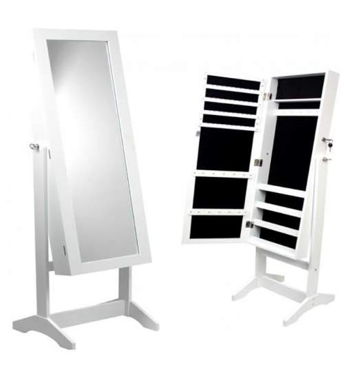 Cabinet bijuterii cu oglinda, alb, 34x35.5x120 cm MART-PHO8119