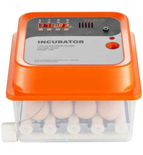 Incubator 12 oua cu intoarcere automata, Vevor, alimentare retea sau baterie 12 V, 250x225x180 mm FMG-JQDLFYQ12MYAUJ9D8V2