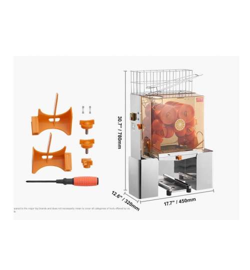 Storcator automat pentru portocale  Vevor Inox, 20 buc/min, diametru 55-80 mm, 120 W FMG-TSZDJLCZJBZDVGFHDV2