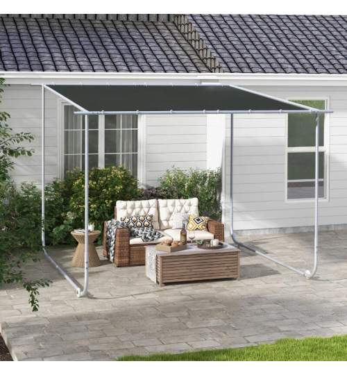 Pavilion pentru gradina/terasa, cu roti, cadru metalic, pliabil, negru, 3.02x3.02x2.5 m MART-AR207734