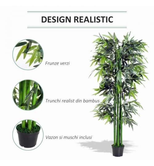 Planta bambus artificiala cu ghiveci, verde, 180 cm MART-AR134283