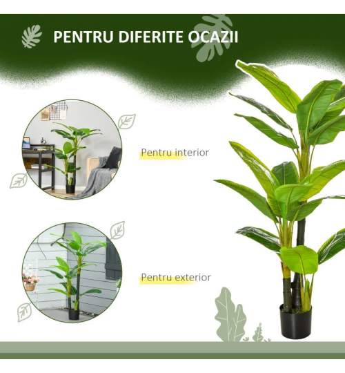 Planta bananier artificiala cu ghiveci, verde, 150 cm MART-AR129562