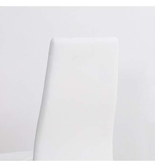 Set 4 scaune bucatarie/living, Tomlo, piele PVC, otel, alb, 41x50x97 cm MART-AR167175