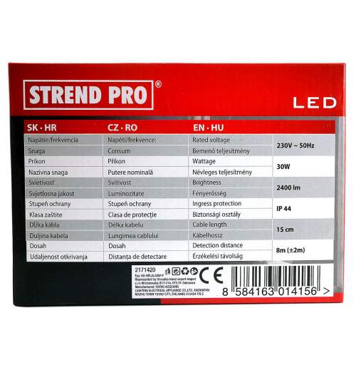 Proiector lucru, LED, cu senzor, 30 W, 2400 lm, IP44, Strend Pro MART-2171420