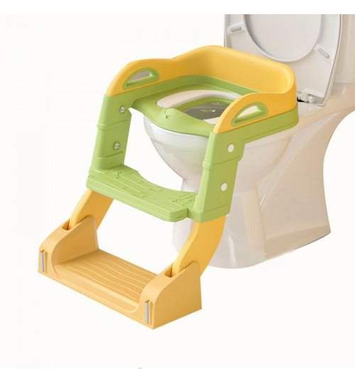 Reductor de toaleta pentru copii si olita portabila-galben MAKS-1091