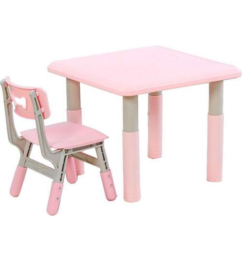 Set masuta si scaunel cu inaltime reglabila Lala roz MAKS-1052