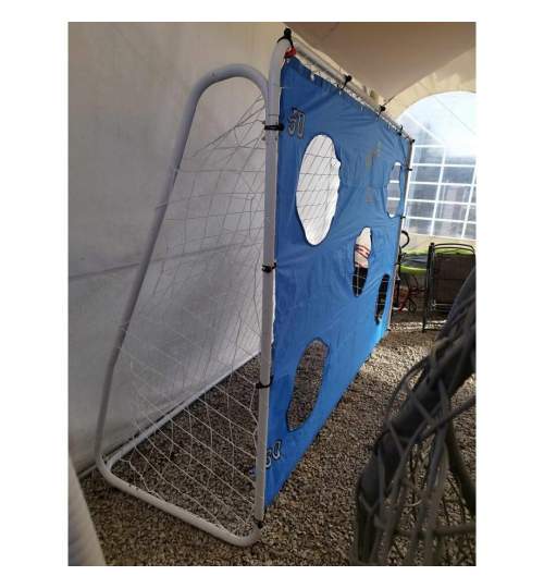 Poarta de fotbal pentru gradina, Chomik, de antrenament, plasa cu tinta, albastra, 240x85x170 cm MART-TIS7420