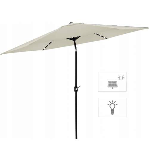 Umbrela gradina/terasa cu inclinatie, LED, manivela, Chomik, bej, 300 cm MART-GAO1534