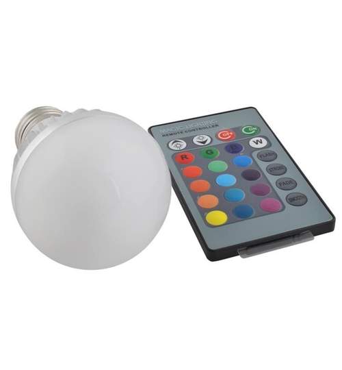 Bec Smart LED E27 Multicolor RGB cu 4 moduri de iluminat, control telecomanda