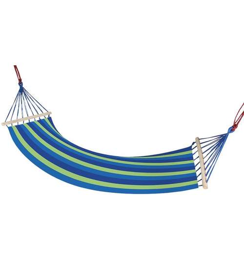 Hamac Albastru pentru 1 persoana, ideal pentru relaxare in gradina sau curte, dimensiuni 195x85 cm, capacitate 150kg